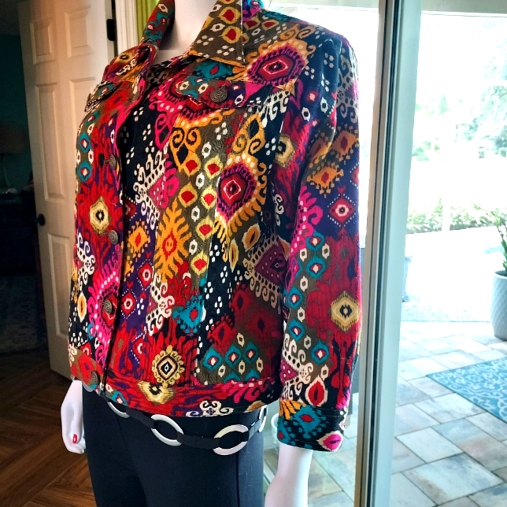 Aztec Patterned Jacket 100% Cotton By Ruby Rd: Si… - image 2